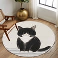 thumbnail image 2 of Round Rug 6Ft Washable Non-Slip, Cute Cats Circle Area Rugs for Living Room Bedroom, Modern Abstract Ink Painting Gray Striped Indoor Floor Mats Carpet Runner for Home Decor Aesthetic, 2 of 8