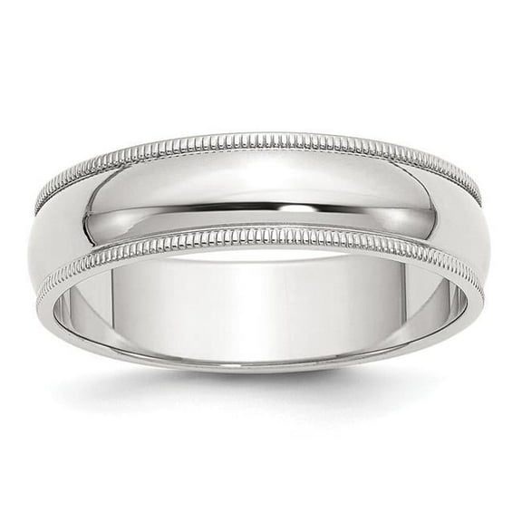 Chisel QWM060-10.5 6 mm Sterling Silver Half Round Milgrain Band, Polished - Size 10.5