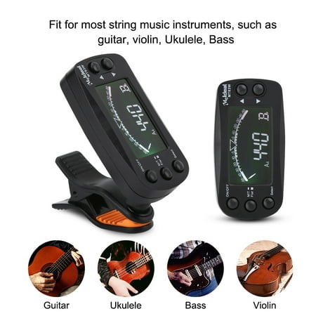 Yosoo 2 in 1 Portable Clip-on LCD Digital Tuner & Metronome for Guitar Bass Violin Ukulele, Guitar Tuner Metronome, Digital Guitar