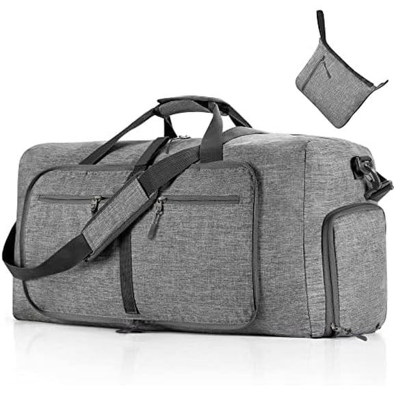 65L/85L/115L Foldable Travel Duffle Bag, Lightweight Checked Luggage with Shoe Compartment, Water-Resistant Weekender Overnight Bag for Men & Women