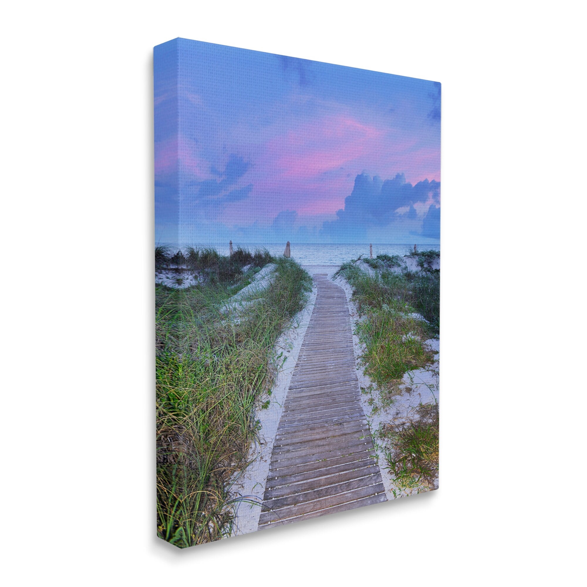 Stupell Industries Cool Beach Sunset Pink Sky Wooden Plank Path, 36 x 48,Design by Jack Reed
