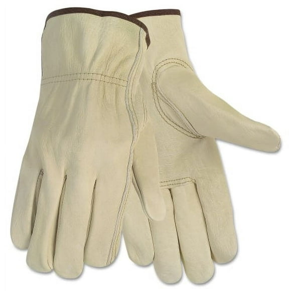 MCR Safety, MCSCRW3215M, Durable Cowhide Leather Work Gloves, 2 / Pair, Cream