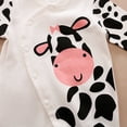 thumbnail image 6 of PatPat 100% Cotton Cow Print Long Sleeve White Baby Jumpsuit,Newborn Girl Boy Snap Closure Bodysuit Romper,0-12Month, 6 of 8