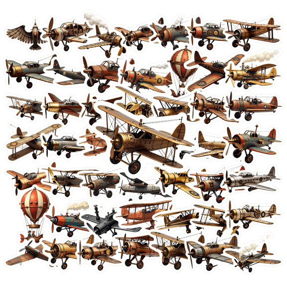 Retro Airplane Stickers, Waterproof Airplane Sticker for Water Bottle Laptop Phone Cases Planner Skateboard Luggage Helmet Party Favor Decor, Ideal for Adults Teens Teacher Rewards