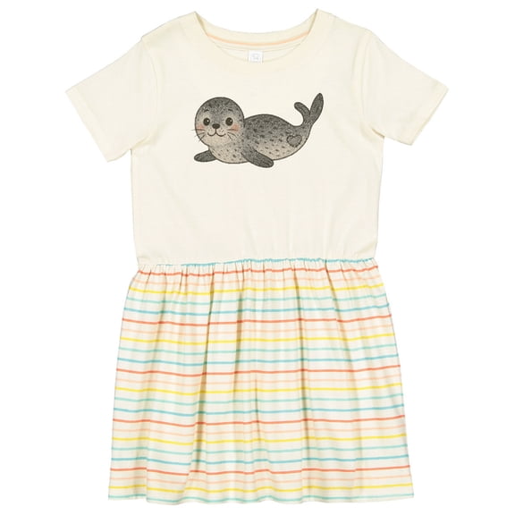 Inktastic Adorable Seal Illustration Cute Animal Art Girls Toddler Dress