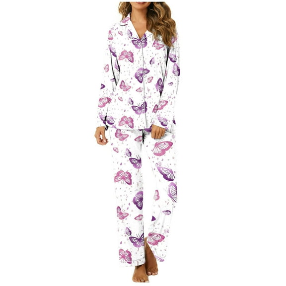 Taylonsss Women's Home Pocket Printed Pajama Set For Daily Home Wear
