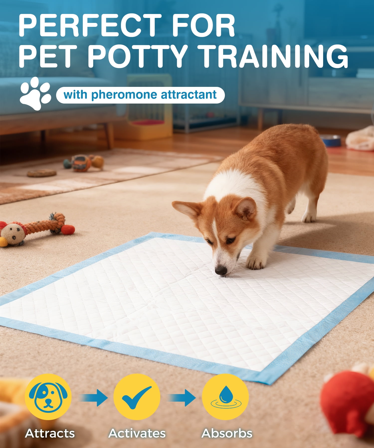 Nextation Dog  Puppy Pee Pads, 5-Layer Leak-Proof Super Absorbent, Quick-Dry Surface, Potty Training, Large 22"x22", 100 Count