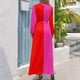 thumbnail image 2 of Vestido largo con bloqueo de color rojo y rosa, vestidos casuales, vestidos de fiesta de lujo para mujer, ropa de graduación, 2 of 4