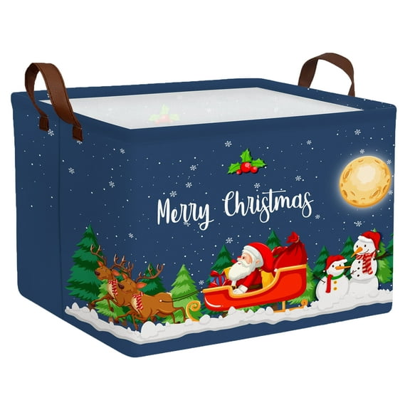 BOOHIT Christmas Gift Baskets Family Empty Women Hamper Cute Storage Bin Holiday Decor (Deer Santa Claus)