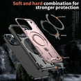 thumbnail image 2 of Rugged Phone Case for Apple iPhone 15 Pro Max, Military Grade Shockproof iPhone 15 Pro Max Case with Ring Holder, Kickstand, TPU & PC Shell MagSafe Compatible iPhone 15 Pro Max Cover, Rosegold, 2 of 5
