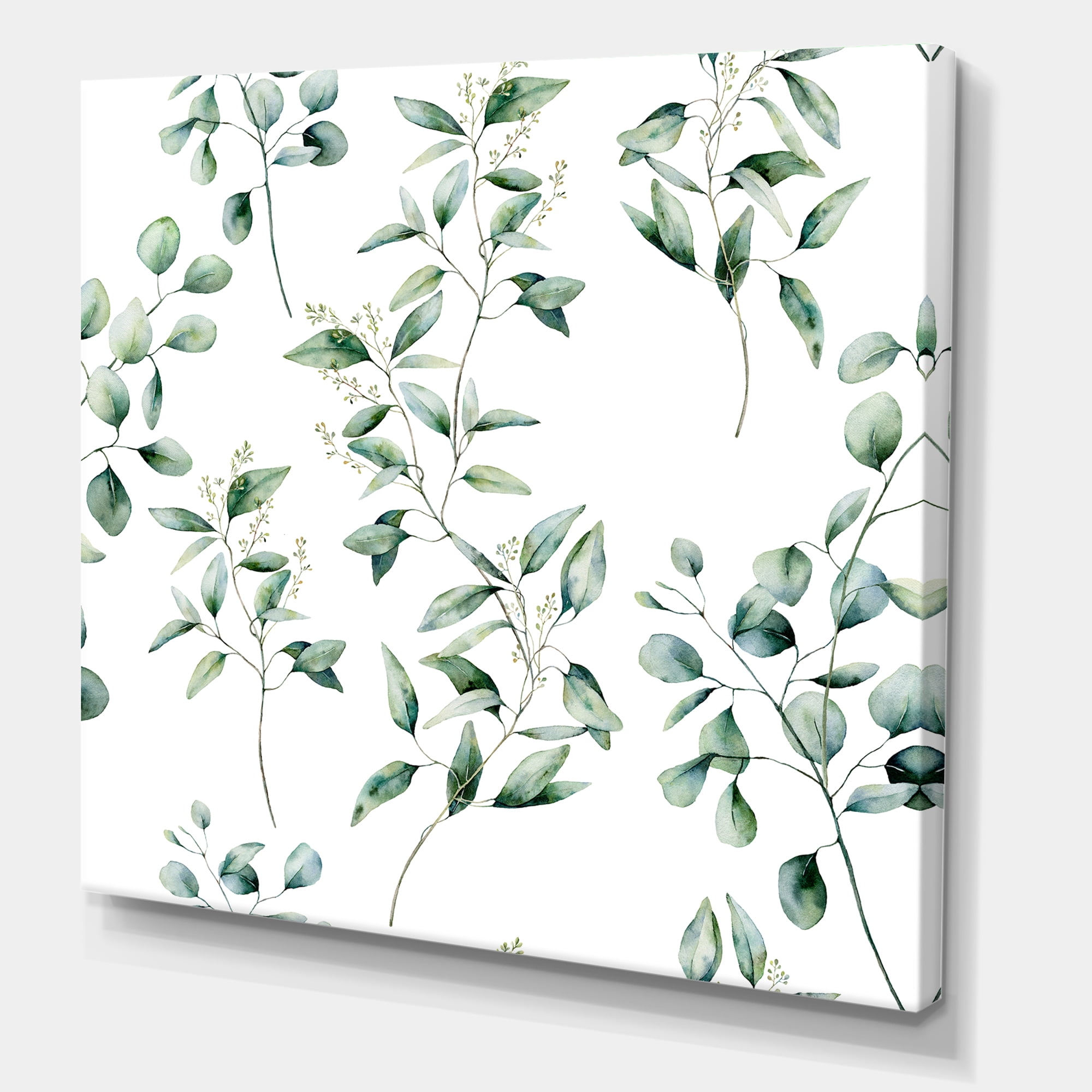 Designart ' Green Eucalyptus Plant Branches IV ' Traditional Canvas Wall Art Print