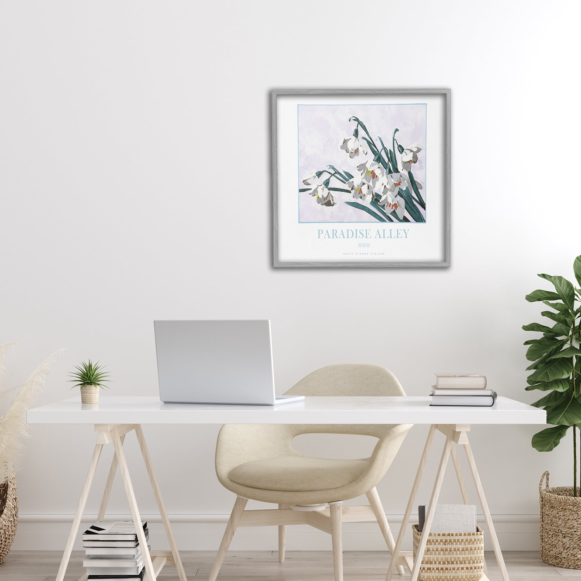 Stupell Industries Paradise Alley White Spring Blooms Gray Framed Giclee Art, design by Jadei Graphics