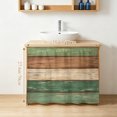 thumbnail image 4 of Farmhouse Dark Sage Green Brown Cabinet Curtains 28"W x 35"L, Vintage Wooden Striped Under Sink Skirt for Bathroom Vanity Kitchen Self Adhesive, Dust-Proof Privacy Curtain for Closet Shelves, 4 of 9