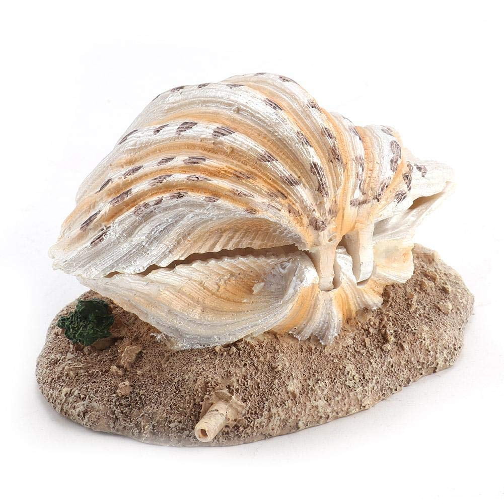 Aquarium Shell Decoration with Air Stone Bubble Tropical Clam Ornament Aquarium Landscaping Decoration