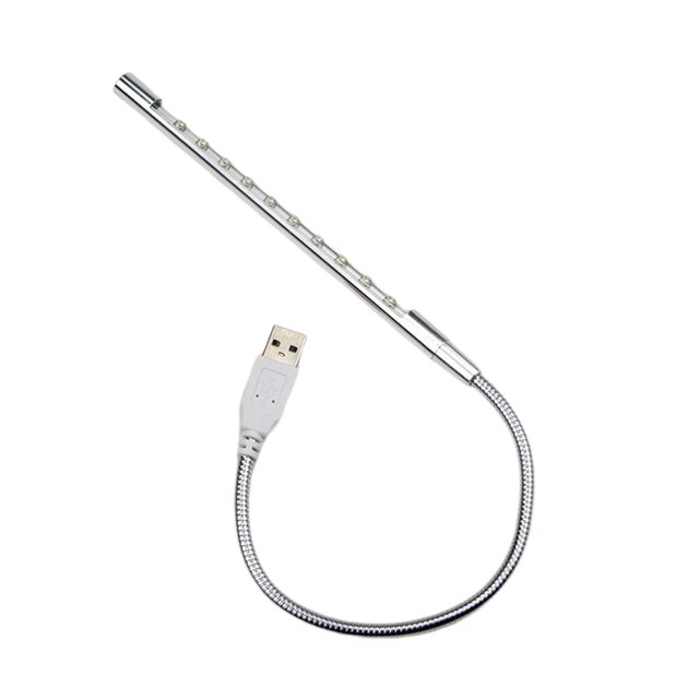 Toystoory Luz de libro de PC de Metal con estilo, 10 cuentas, LED colorido, Flexible, ajustable, interfaz USB, dormitorio de casa, ordenador, portátil, Iluminación y accesorios Plata Toystoory HA072663-02