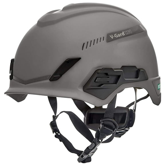 MSA 10204346 H1 V-Gard Helmet With Fas-Trac III Ratchet Suspension | Polyethylene Shell Superior Impact Protection Self Adjusting Crown Straps - Standard Size in Gray