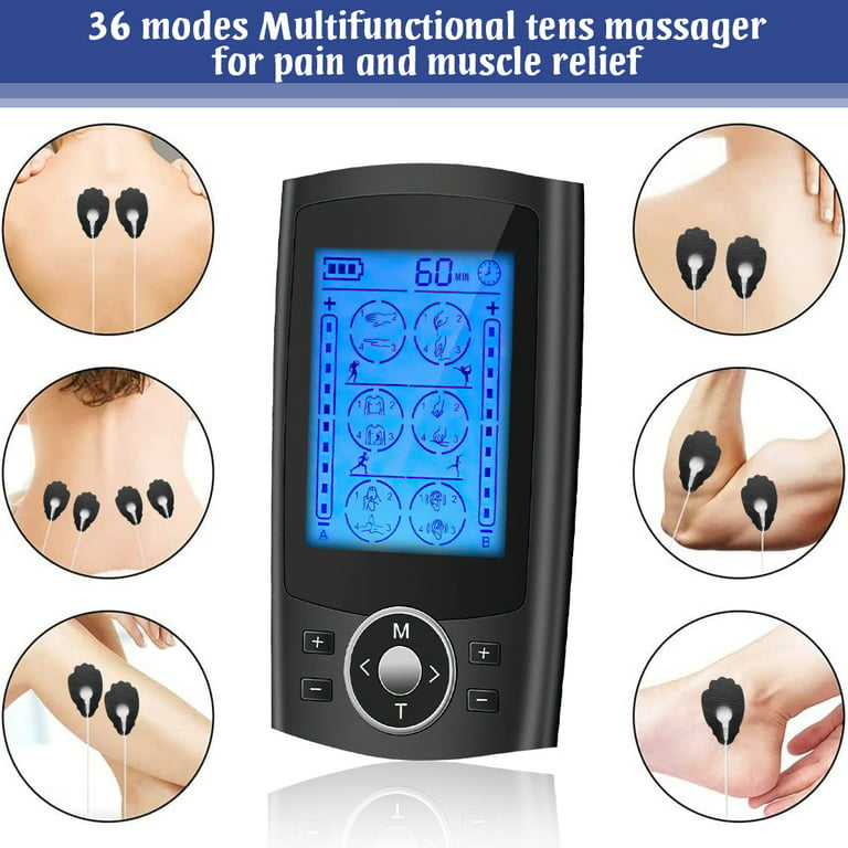 Muscle Stimulator, Rechargeable Management Pulse Massager with 36 EMS/TENS  Massage Modes and 20 Intensity Levels with 10 Reusable Electrode Pads for