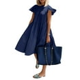 thumbnail image 4 of UoCefik Summer Dresses for Women 2025,Plus Size Casual Cute Babydoll Dress,Tiered Ruffle Flowy Boho Beach Sundress Dark Blue XXL, 4 of 4