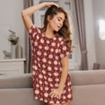 thumbnail image 3 of Honeii Cute Pig with Coins Print Women's Loose Short Sleeve Nightgown, Soft Cotton Sleepwear, Comfy Loose Fit Pajama Dress for Sleep and Lounge, 3 of 6