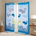 thumbnail image 2 of Manfei Kawaii Blue Whale Curtains Pack of 2 (42x84 Each) for Teen, Cartoon Ocean Waves Curtains Blackout, Cute Sealife Animal Bedroom Curtains, Black Out Curtains Home Decor, 2 of 6