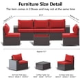 thumbnail image 3 of Gotland 6 Pieces Patio Conversation Set Outdoor Sectional Sofa Set PE Rattan Sectional sofa Set (red), 3 of 7