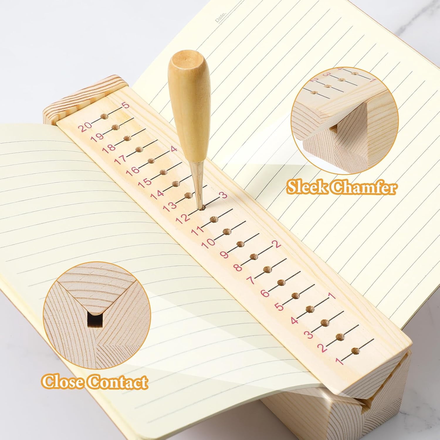 Wood Book Binding Cradle with an Awl, Book Binding Kits Used for Bookbinding Hole Punching, Sturdy and Durable, Easy to Store, Bookbinding Supplies Punch Tools