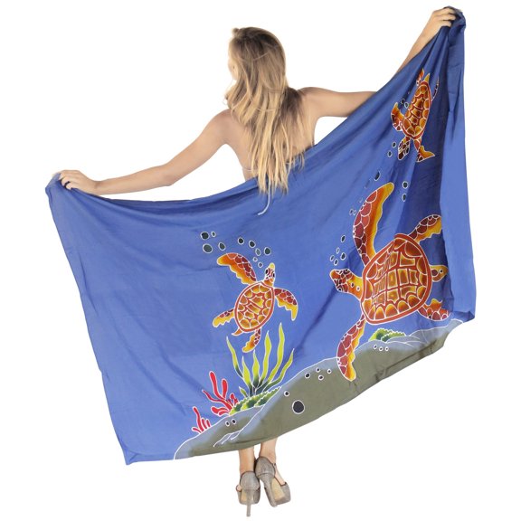 HAPPY BAY Women's Beachwear Summer Bikini Wraps Beach Wrap Coverups Sarong Skirt Bathing suit Swim Cover up Swimwear Swimsuit Coverups for Women One Size Blue, Turtle