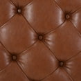 thumbnail image 5 of Noble House Aldrich Faux Leather and Wood Tufted Round Ottoman with Open Shelf, Cognac Brown and Espresso, 5 of 7