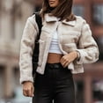 thumbnail image 2 of IROINNID Women's Faux Leather Jacket Reduced Long Sleeve Turndown Lapel Casual Biker Jacket,Beige, 2 of 7