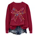 thumbnail image 2 of WEAIXIMIUNG Sweatshirts pour Femmes Fermeture Éclair Mode Décontractée Manches Longues Nœud Imprimé Col Rond Pull Sweatshirt, 2 of 3