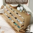 thumbnail image 5 of 9 Drawer Dresser for Bedroom,Rattan Chest of Dressers with Deep Drawers,Modern Wooden Dresser Chest with Golden Handles,Beside Table for Closet, Living Room and Entryway, 5 of 8