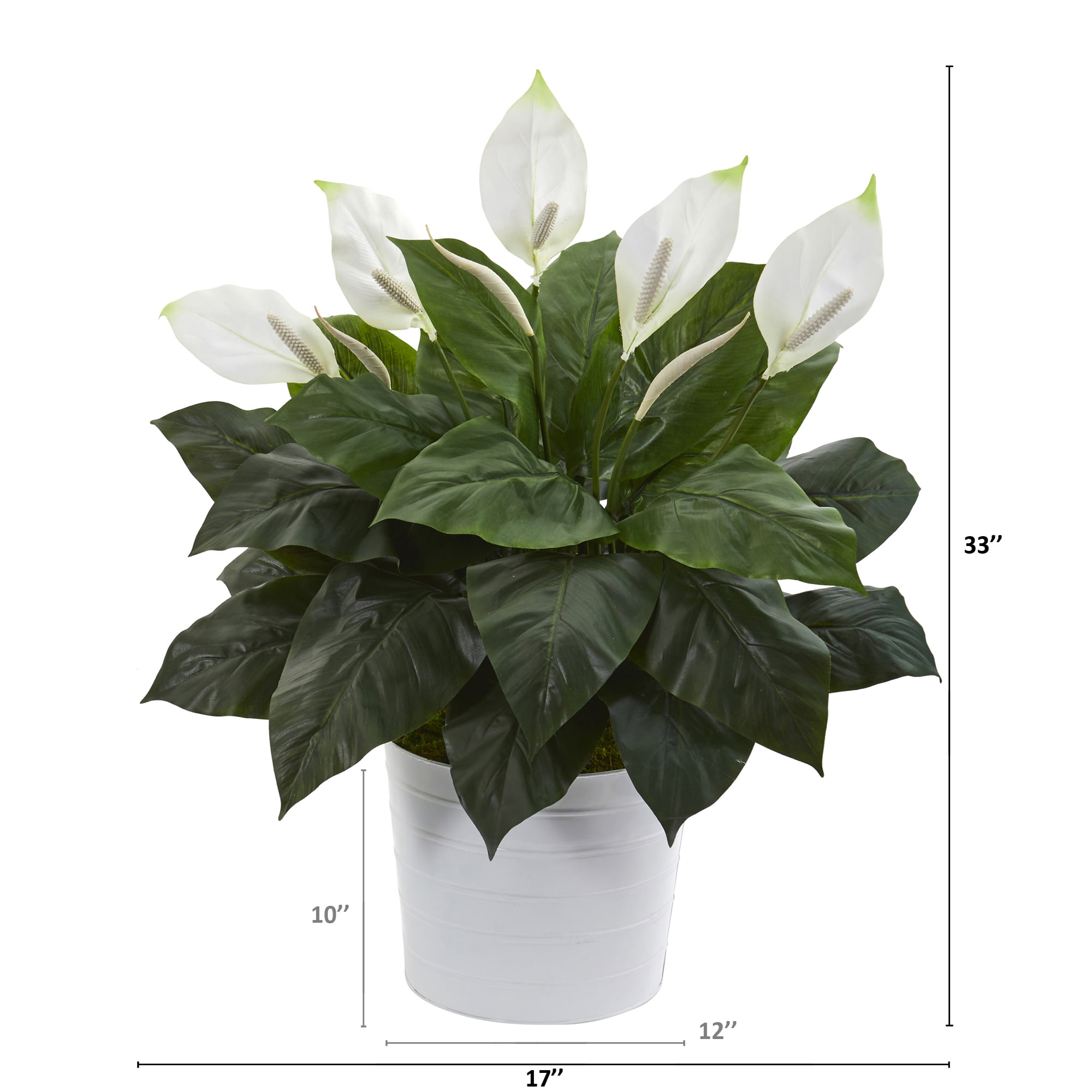 35" SPATHIPHYLLUM ARTIFICIAL SILK BUSH PLANT DAY LILLY IN POT TREE FLOWER FLORAL 