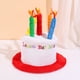 thumbnail image 1 of Sombrero de cumpleaños con pastel de peluche de novedad y decoración de velas | Decoración para fiestas de Navidad | Rojo y Rosa | Peluche bordado y mono | Ajuste Suave y Cómodo | 27x27x22cm | 1, 1 of 6