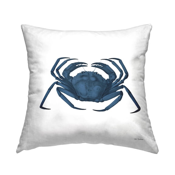 Stupell Industries Casual Deep Blue Crab Marine Beach Life Design by Seven Trees Design Throw Pillow