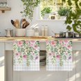thumbnail image 4 of Colorful Flowers Kitchen Towels Set of 3, Spring Floral Leaves Botanical Gray Plaid Absorbent Dish Towels for Kitchen, Microfiber Hand Towel, Quick Drying Tea Towel for Cleaning Decorative Dishcloths, 4 of 7