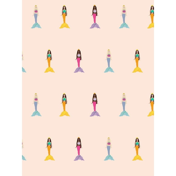 Barbie Mermaids Removable Vinyl Wallpaper, Peach