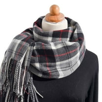 Clearance! Baberdicy Women's Autumn and Winter Colorful Plaid Shawl Thickening Warm Fringe Scarf Scarf Black