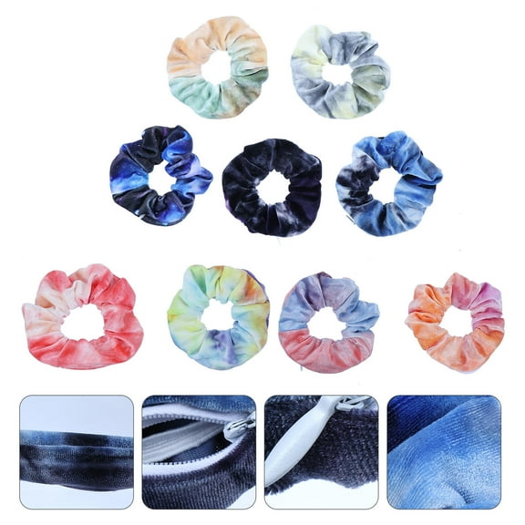 Homoyoyo 9-Piece Ponytail Holder Hair Accessories Set with Secret Zipper Pocket and Comfortable Elastic Bands in Assorted Colors