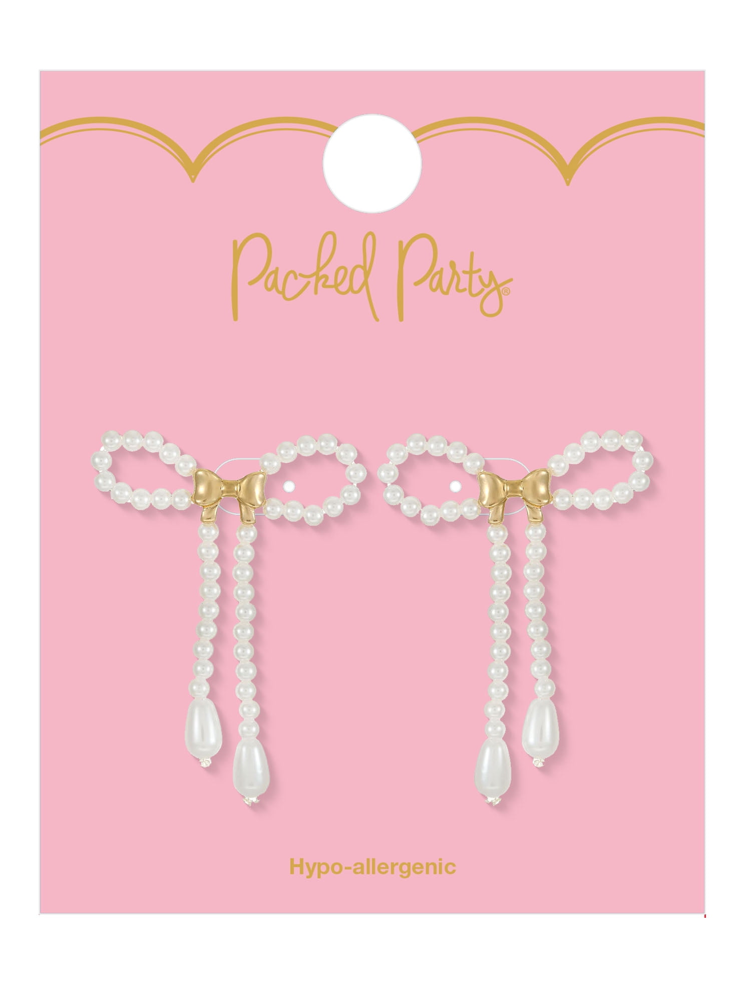 Packed Party Tied with a Bow Pearl Earrings