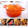 thumbnail image 5 of Horno holandés de hierro fundido esmaltado EDGING CASTING, 5.5 cuartos, redondo, con tapa y doble asa para hornear pan, apto para horno hasta 260 °C, color naranja, 5 of 5
