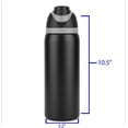 thumbnail image 3 of 32 oz Insulated  Stainless  Water Bottle with lid straw,  Double-wall vacuum insulation Leakproof, Protective  Base,   for travel, camping, gym,  (Black), 3 of 7