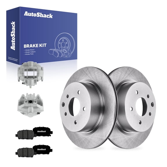 AutoShack Rear Vented Brake Rotors   Premium Ceramic Pads   Calipers 8-PC Brake Kit Replacement for 2009-2010 INFINITI G37 12.11" (307.7 mm)