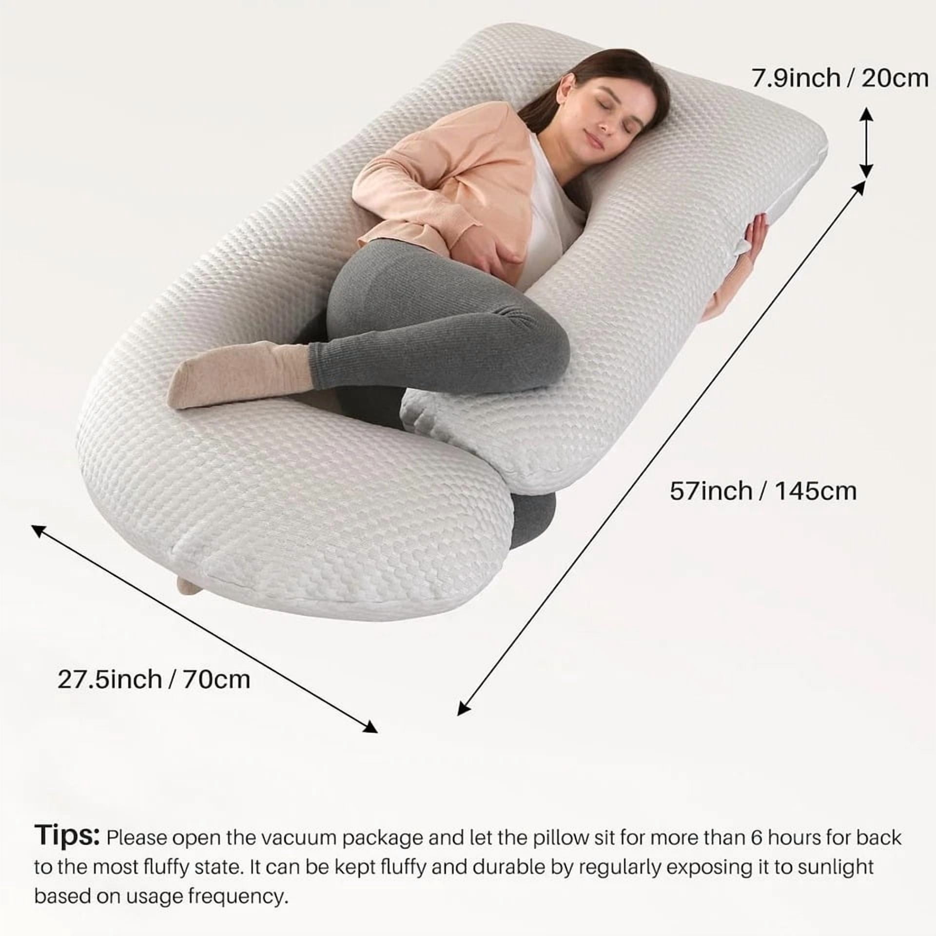 Eurhowing Large Body Pillow, Breathable Full Body Pillow for Side Sleeper, Soft Long Bed Pillow with Removable Cover for Adults, 27×57", Light Gray