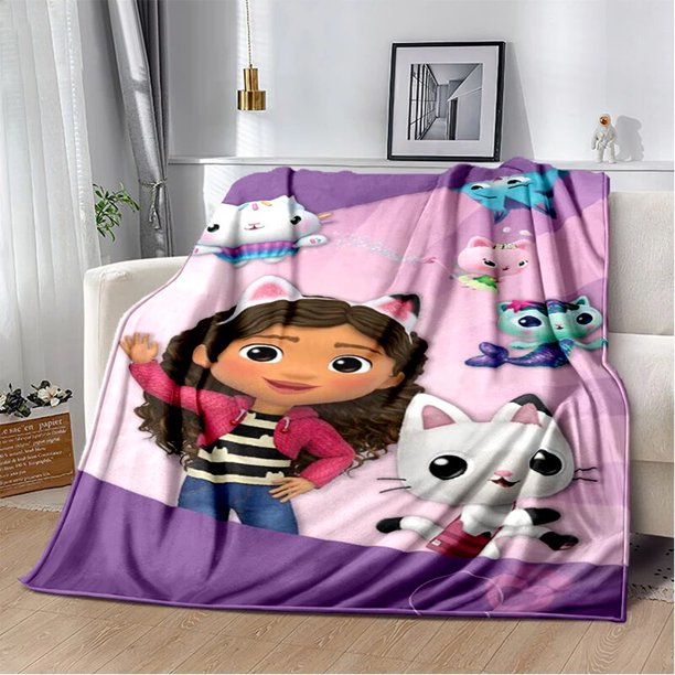 Gabby's dollhouse-manta de franela supersuave y cálida para niños y niñas, ropa de cama de viaje, sofá y cama