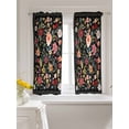 thumbnail image 3 of Watercolor Flowers Tier Curtains 45 Inch Length,Sheer Curtains for Bedroom Living Room Window Farmhouse Floral Vintage Black Rod Pocket Drapes Kitchen Curtains Small Half Window 27.5"x45" 2 Panels, 3 of 6