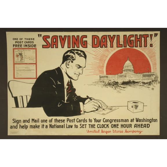 Print: Saving Daylight! Sign And Mail One Of These Post Cards To Your