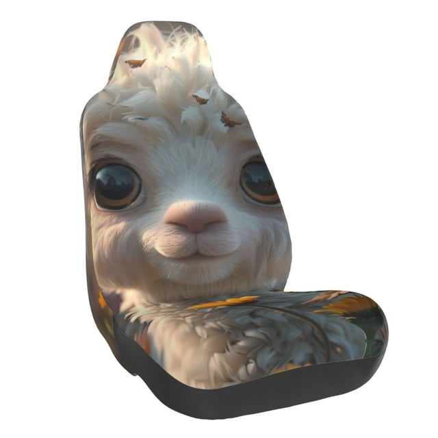 Wukai Adorable Llama In Flowers Full Set Car Seat Covers with Soft Padding Universal Auto Front Seats Protector and Cushion Mat