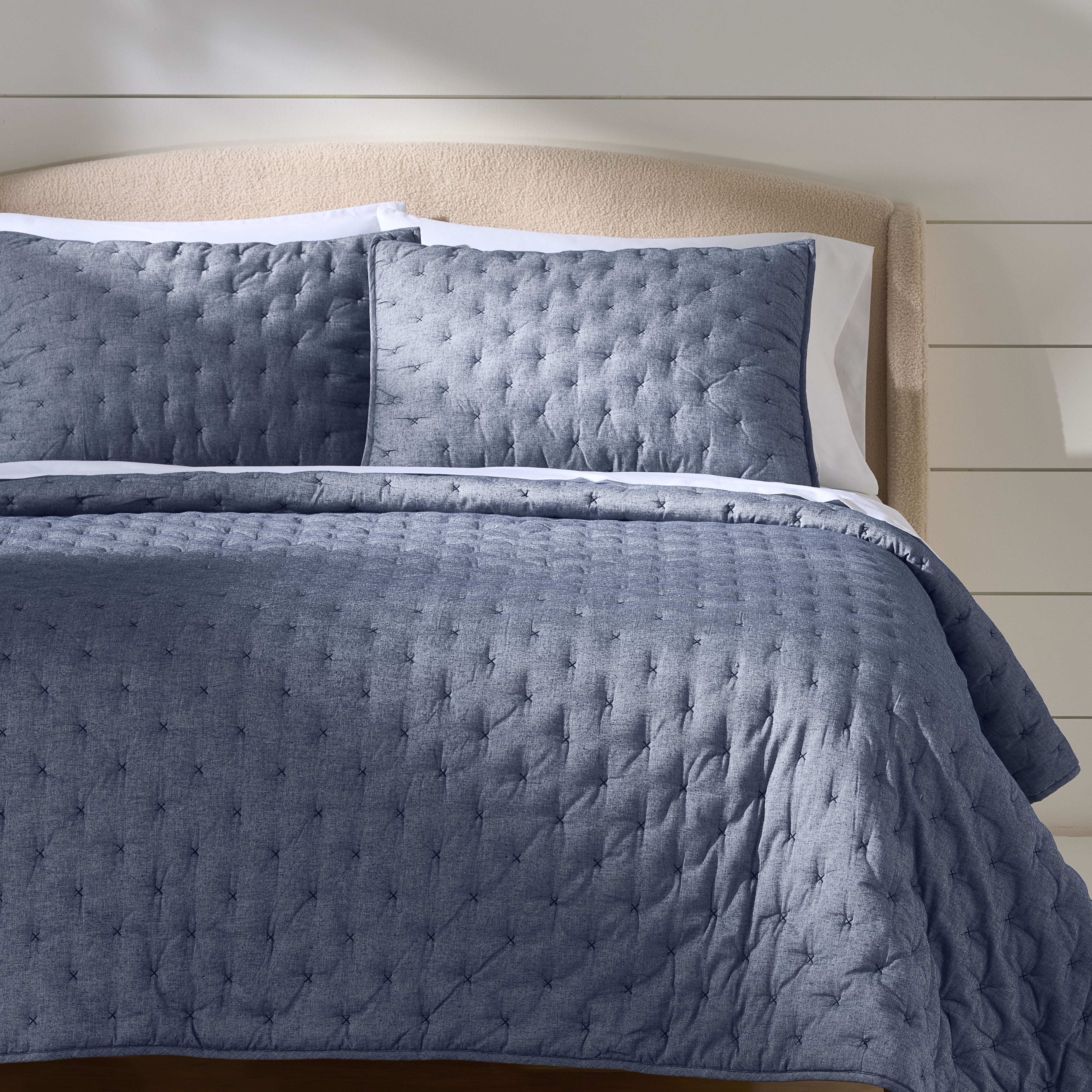 Better Homes & Gardens Indigo Chambray Pillow Shams, Standard (2 Count)