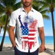 thumbnail image 2 of Mens Casual Manga Corta Botón Abajo Camisas, Cuello de Vuelta Impresión Del Día de la Independencia para el Verano, Al Aire Libre Y Casual, 2 of 6