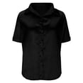 thumbnail image 4 of Alun Short Sleeve Shirts for Women Trendy Button down Collared Work Tops Dressy Business Casual Loose Fit Stain Blouse Pure Color Lightweight Breathable for Daily Wear Black XXL, 4 of 5